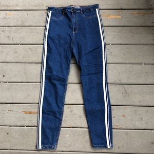 Zara High-Rise Jeans with Stripe Trafaluc Denim Size 12